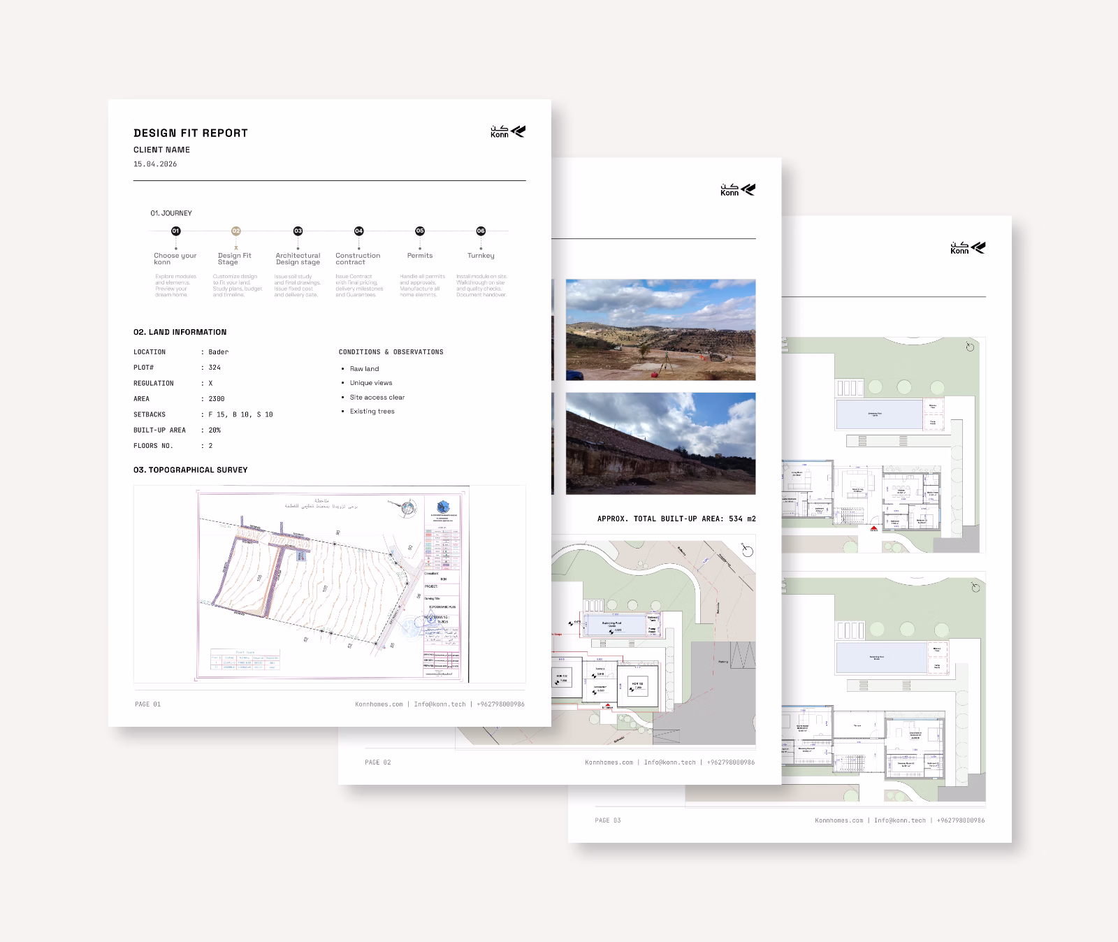 Konnification study sample, site plan and floor layout