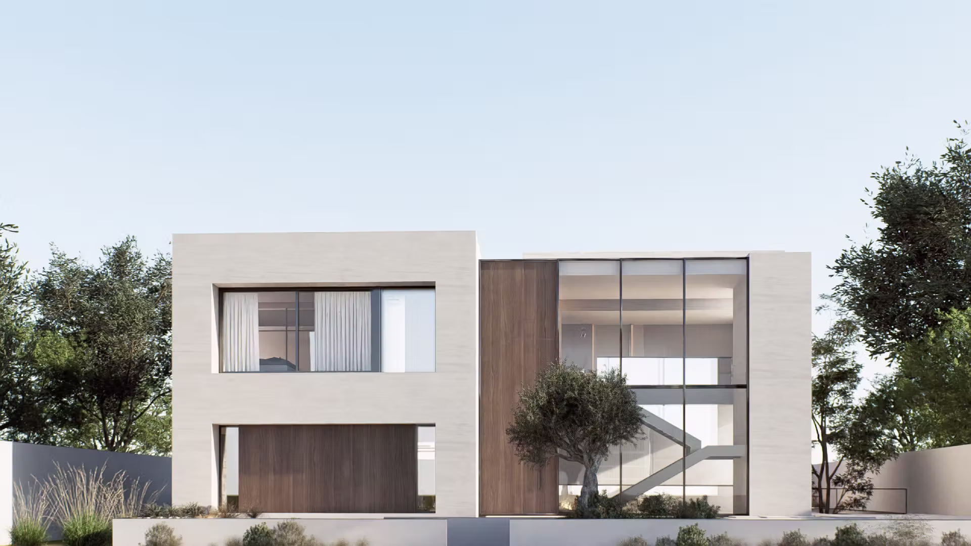 The Ivory House, a Konn-built two-story villa wrapped in stone cladding